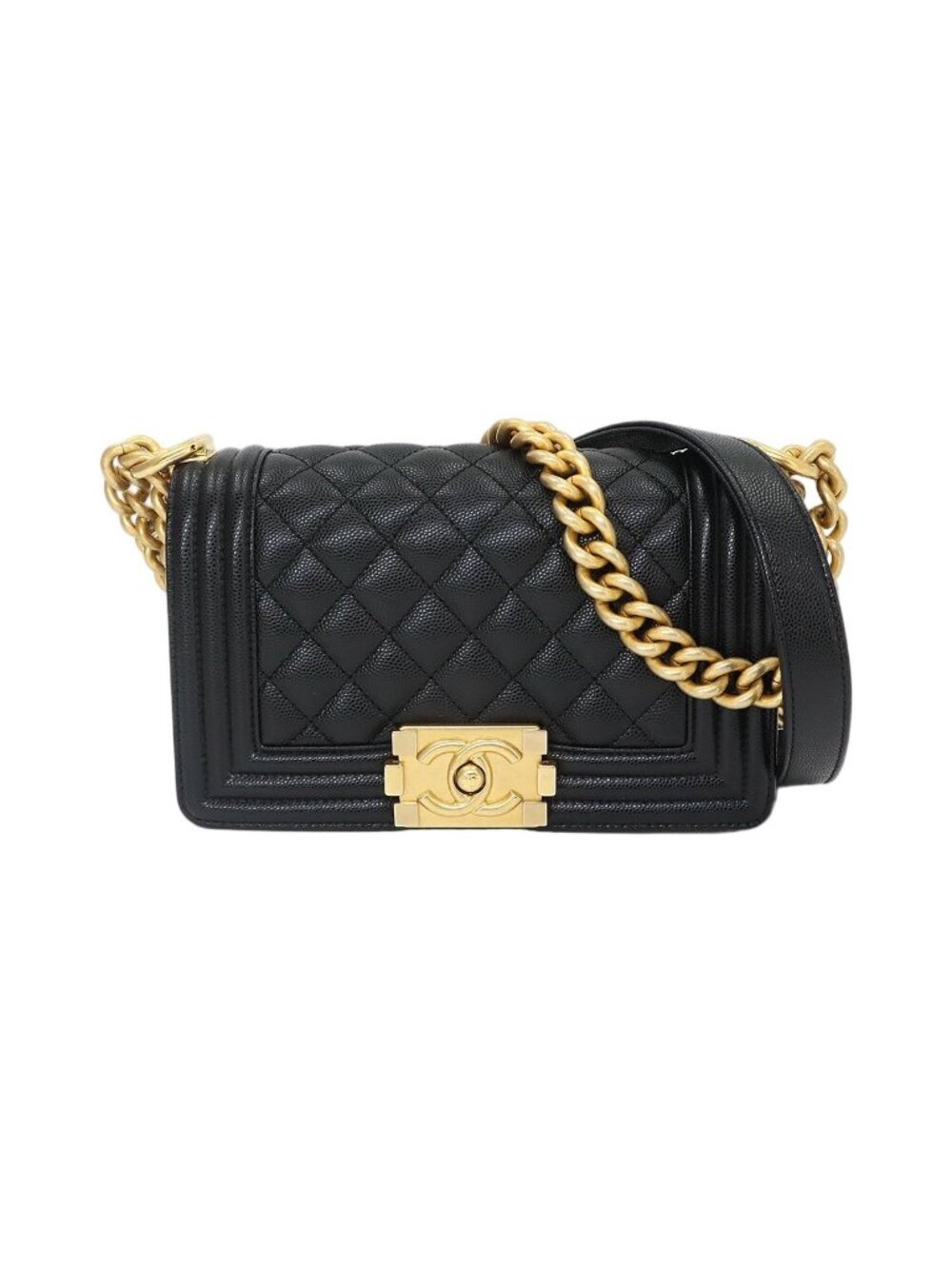 Chanel Boy Small Chain Shoulder Bag Caviar Leather Black